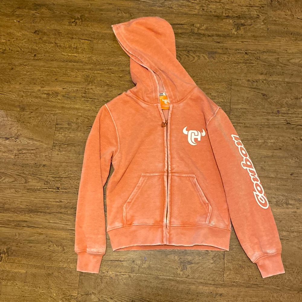 Cowboy Hardware Orange Faded Zip Up Hoodie
